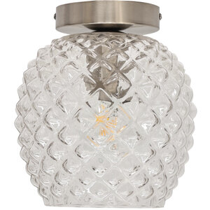 Baine Clear Textured Glass Satin Nickel Ceiling Light Fitting