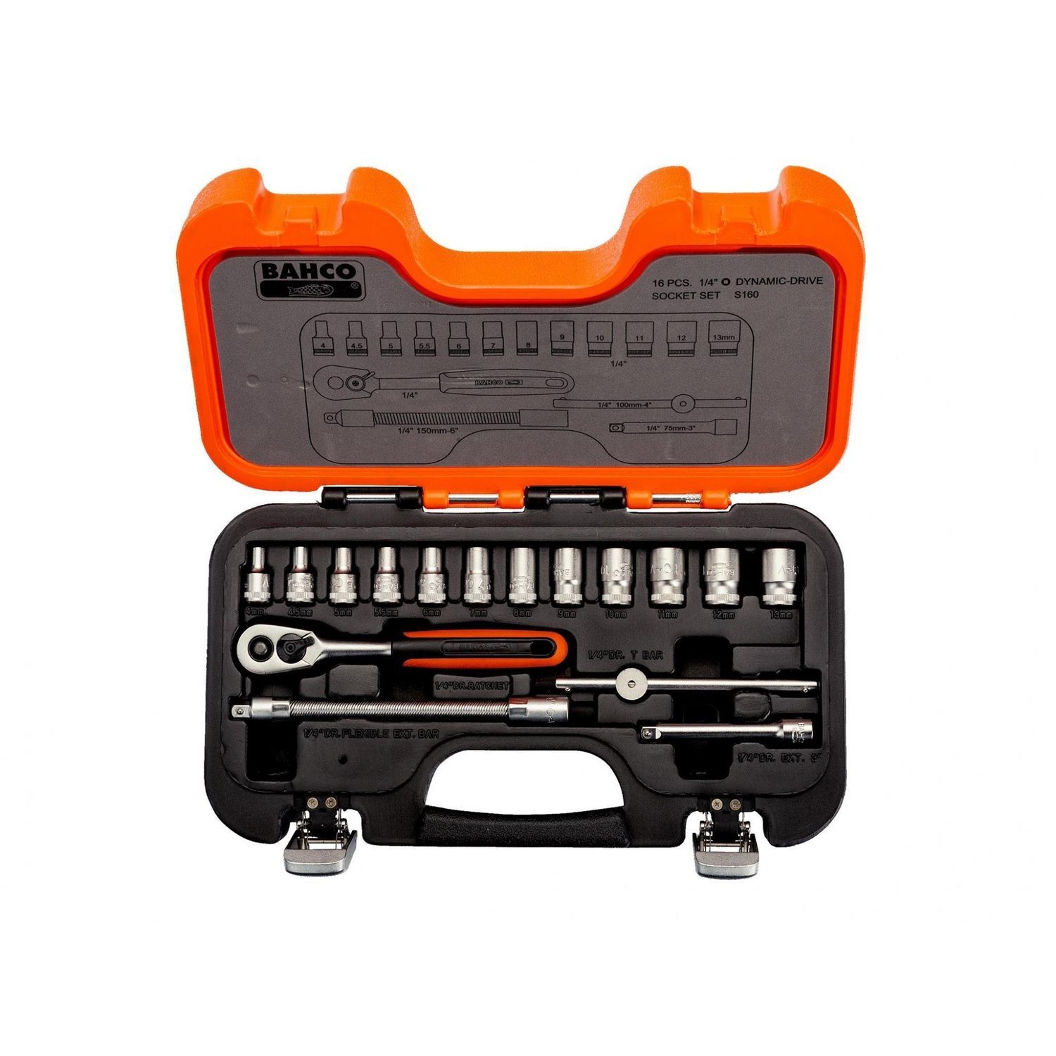 Bahco S160 1/4In Drive Socket Set, 16 Piece - Multi Colour