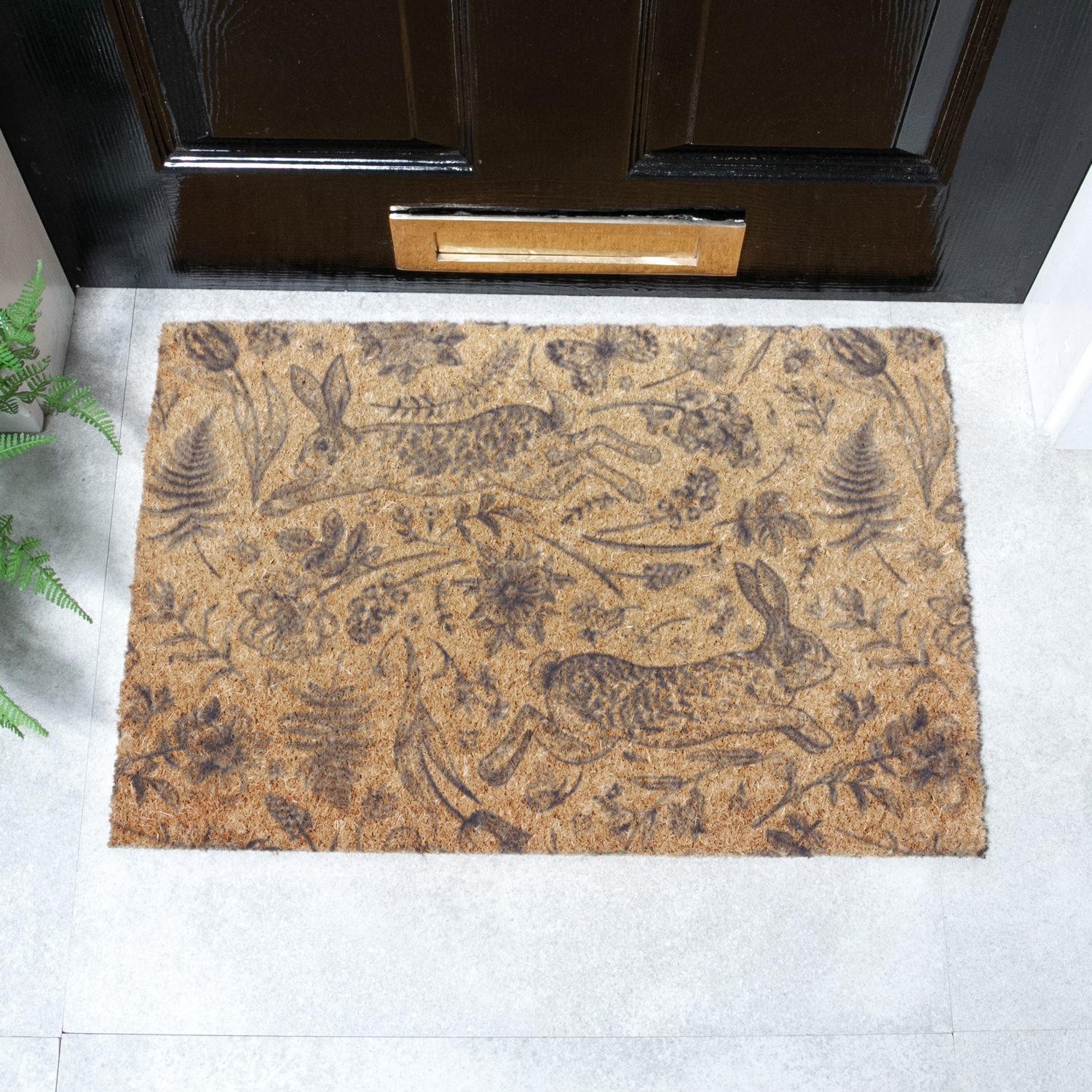 Artsy Mats Hare Print Doormat - Brown