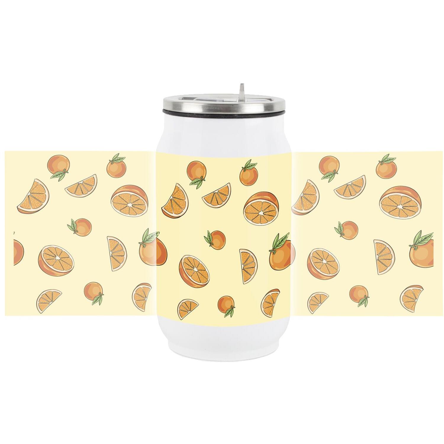 B&Q - Orange Fruits Drinking Can Flask With Straw - Image 2