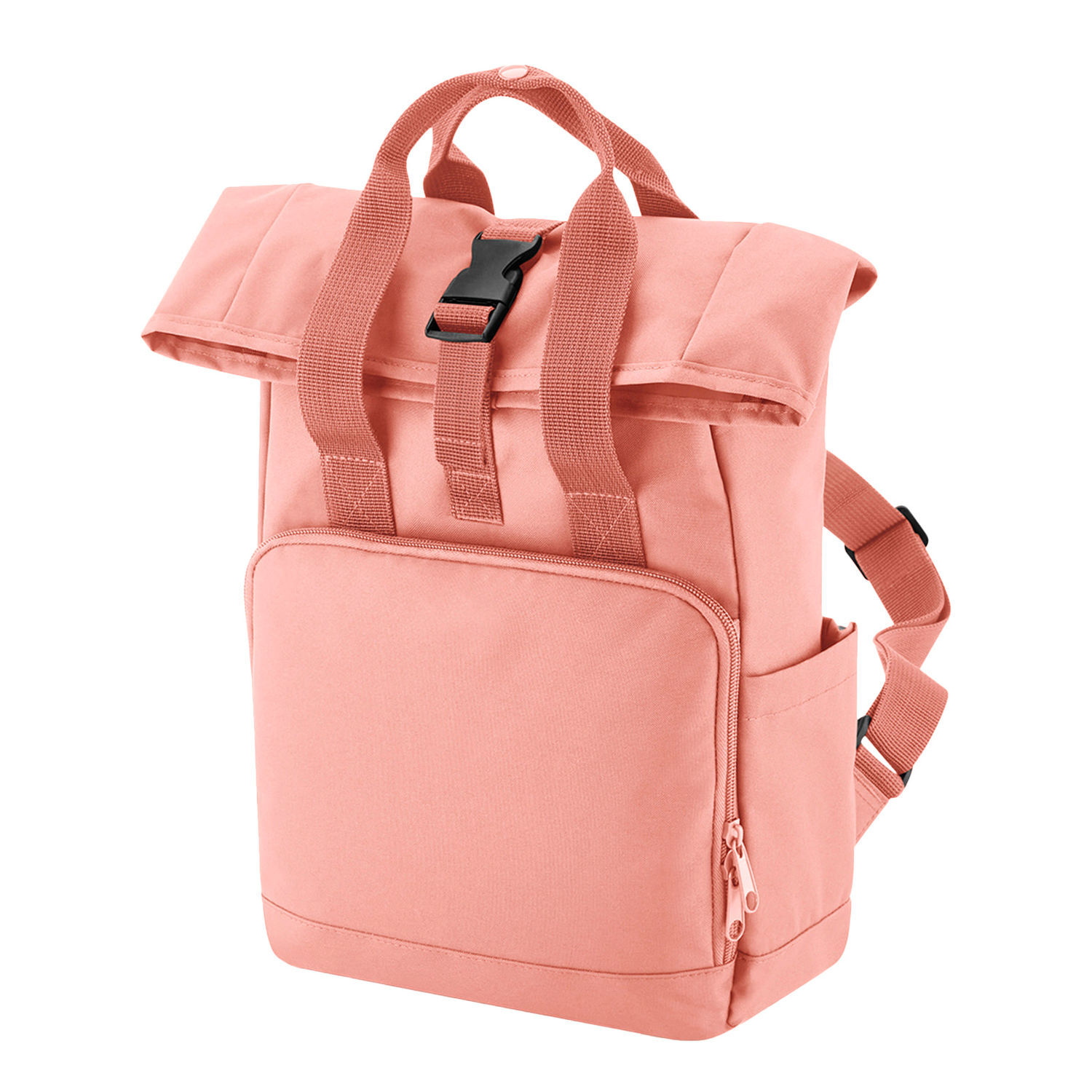Bagbase Roll Top Recycled Twin Handle Backpack A - Blush Pink