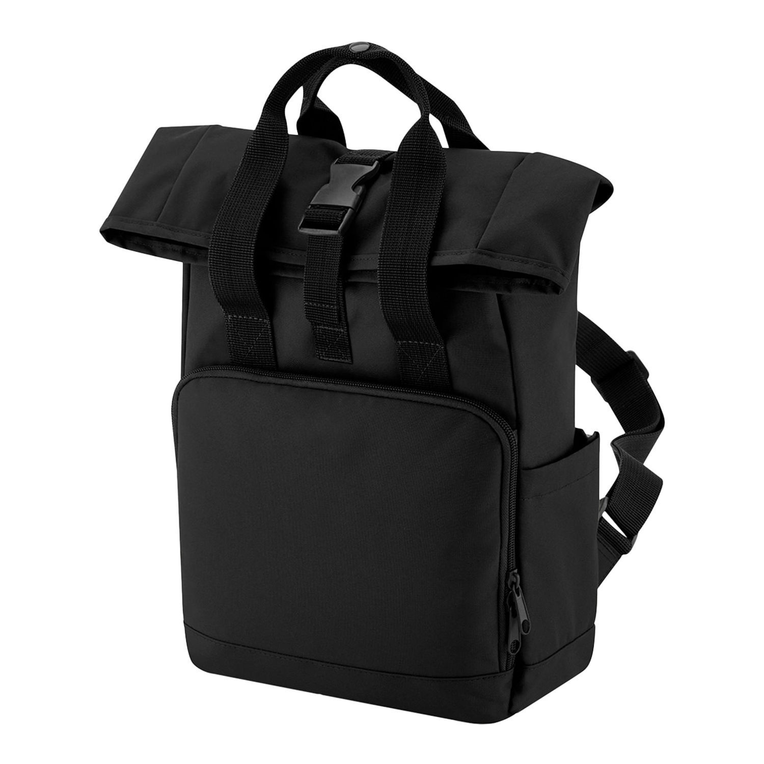 Bagbase Roll Top Recycled Twin Handle Backpack A - Black