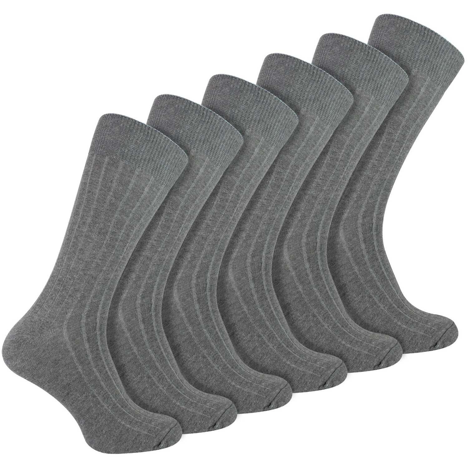 Sock Snob 6 Pairs Mens Plain Cotton Rich Ribbed Dress Socks