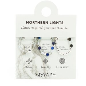 Northern Lights Nymph Spirit Gemstone Ring Set Aurora Polar Sky
