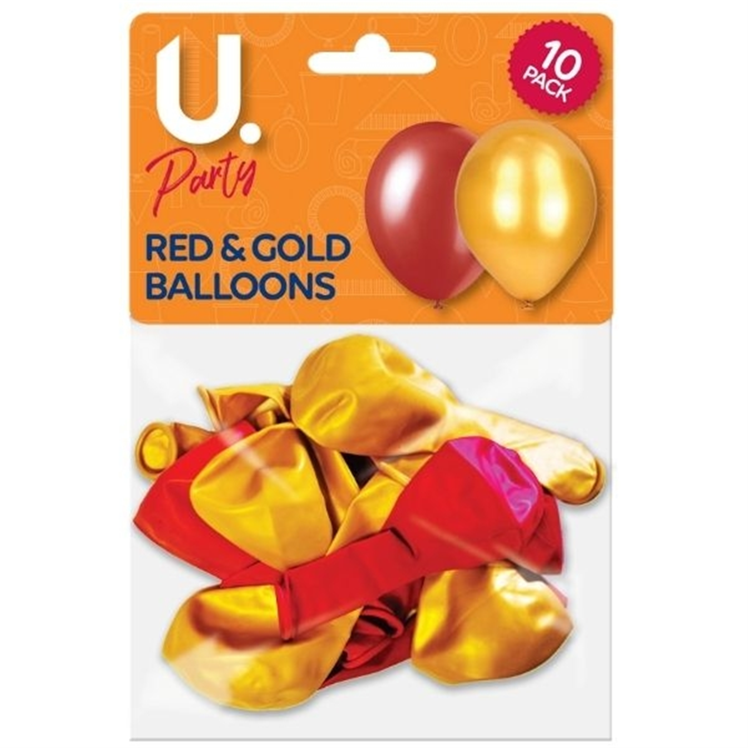 B&Q -  Pack Of 10 Red And Gold Metallic Balloons - Image 3