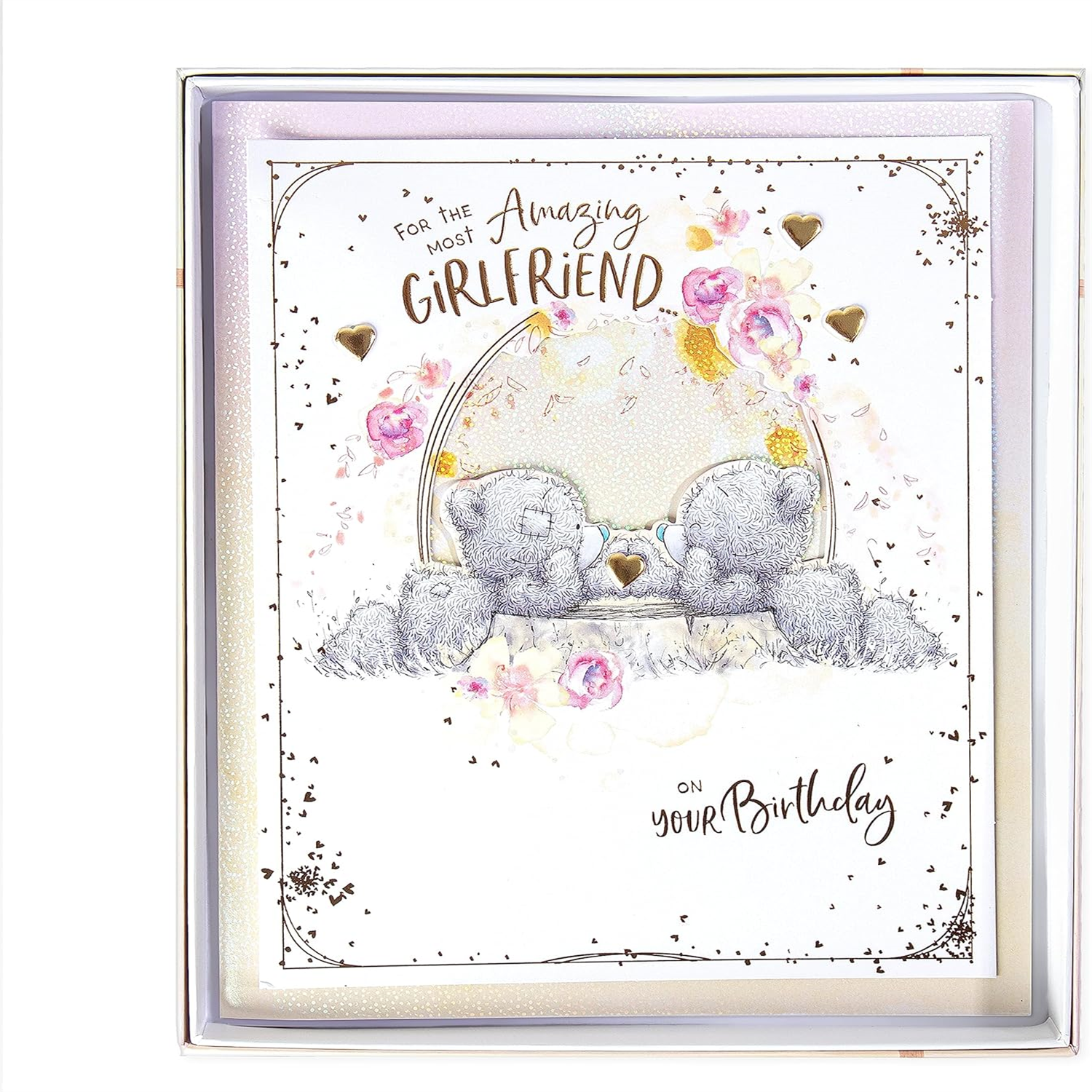 Me To You Bear Amazing Girlfriend Boxed Birthday Card,White, Grey, Gold,210 x 290 mm - Image 3