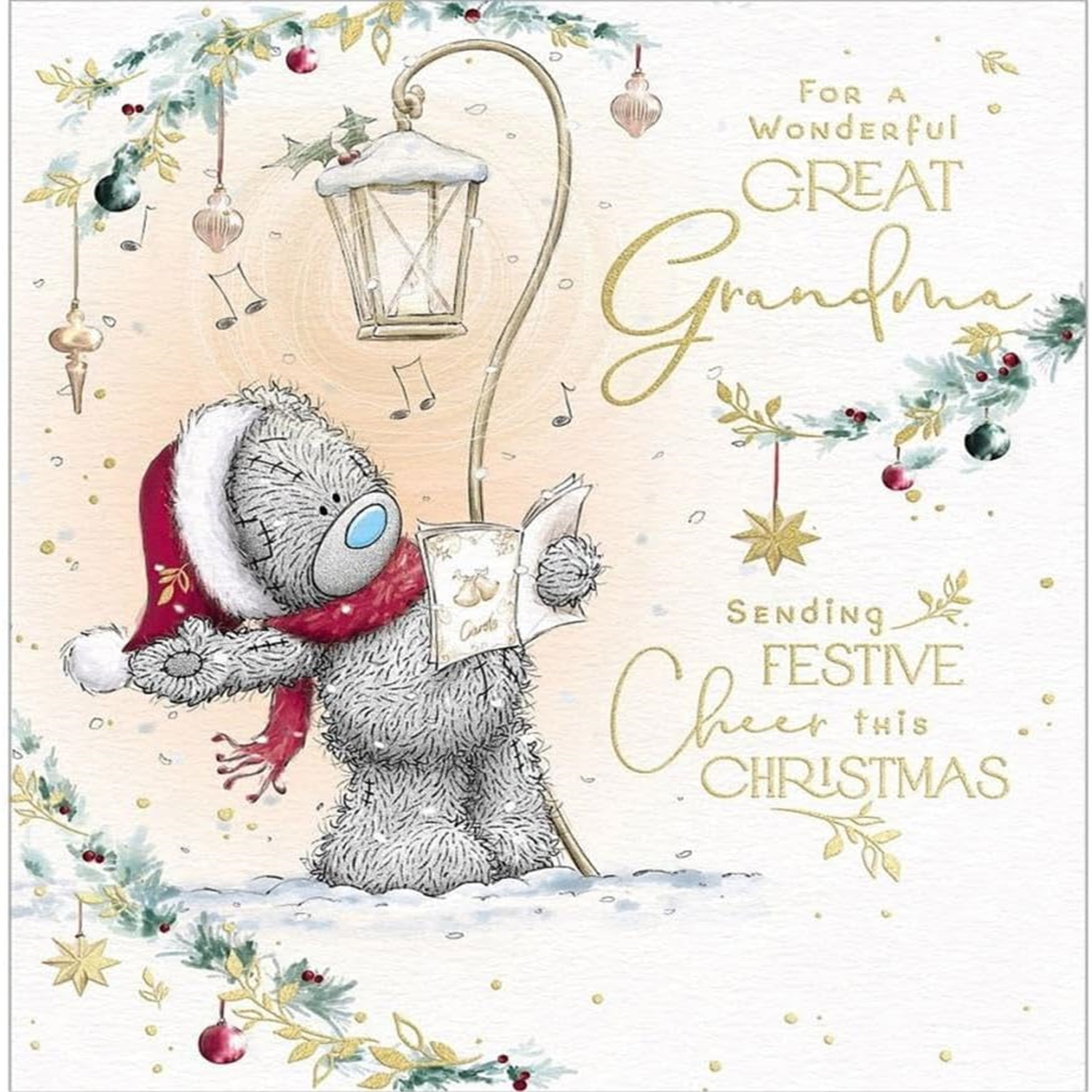 Me To You Bear Singing Carols Wonderful Great Grandma Christmas Card - Red