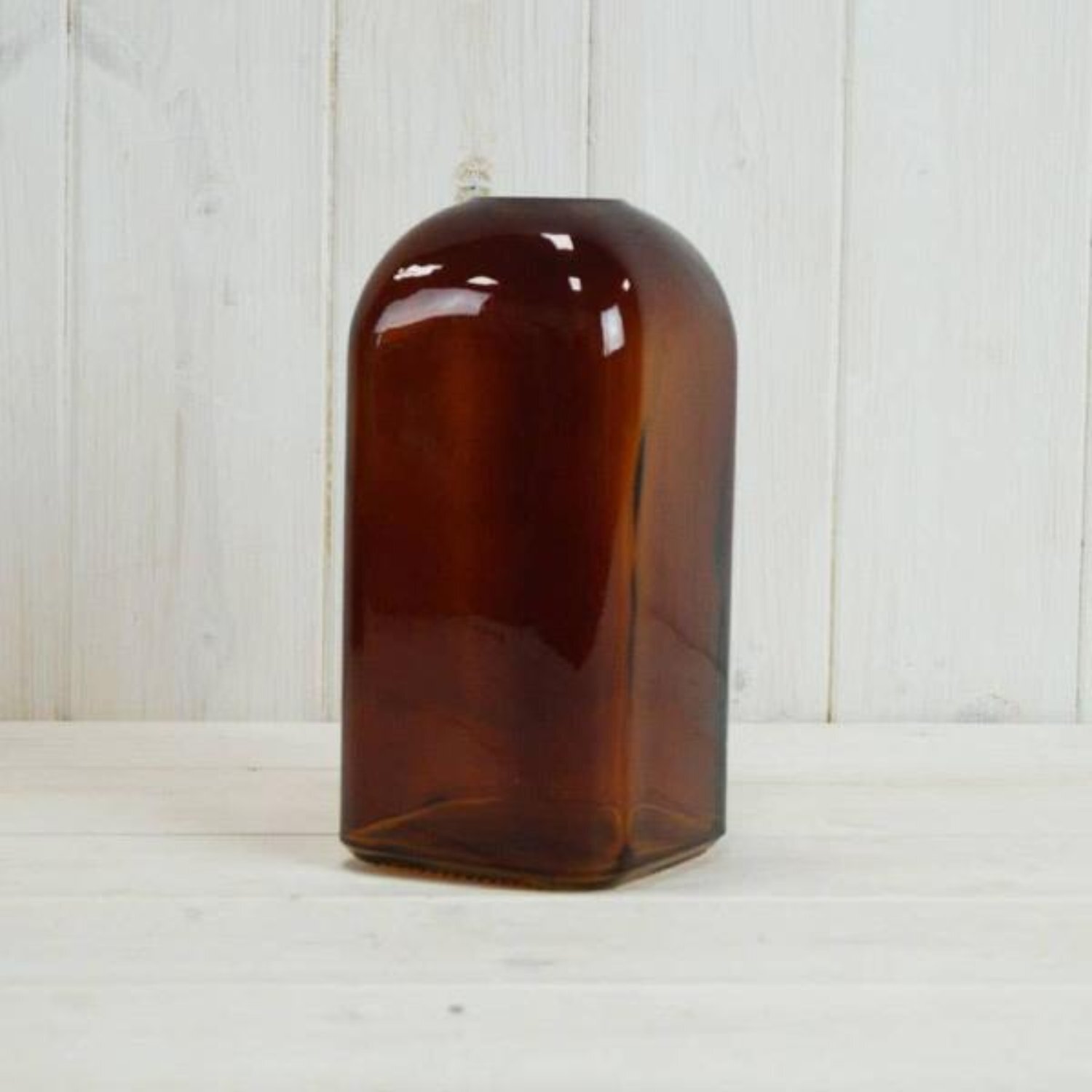 Kdmd Burnt Amber Square Bottle Vase - Amber