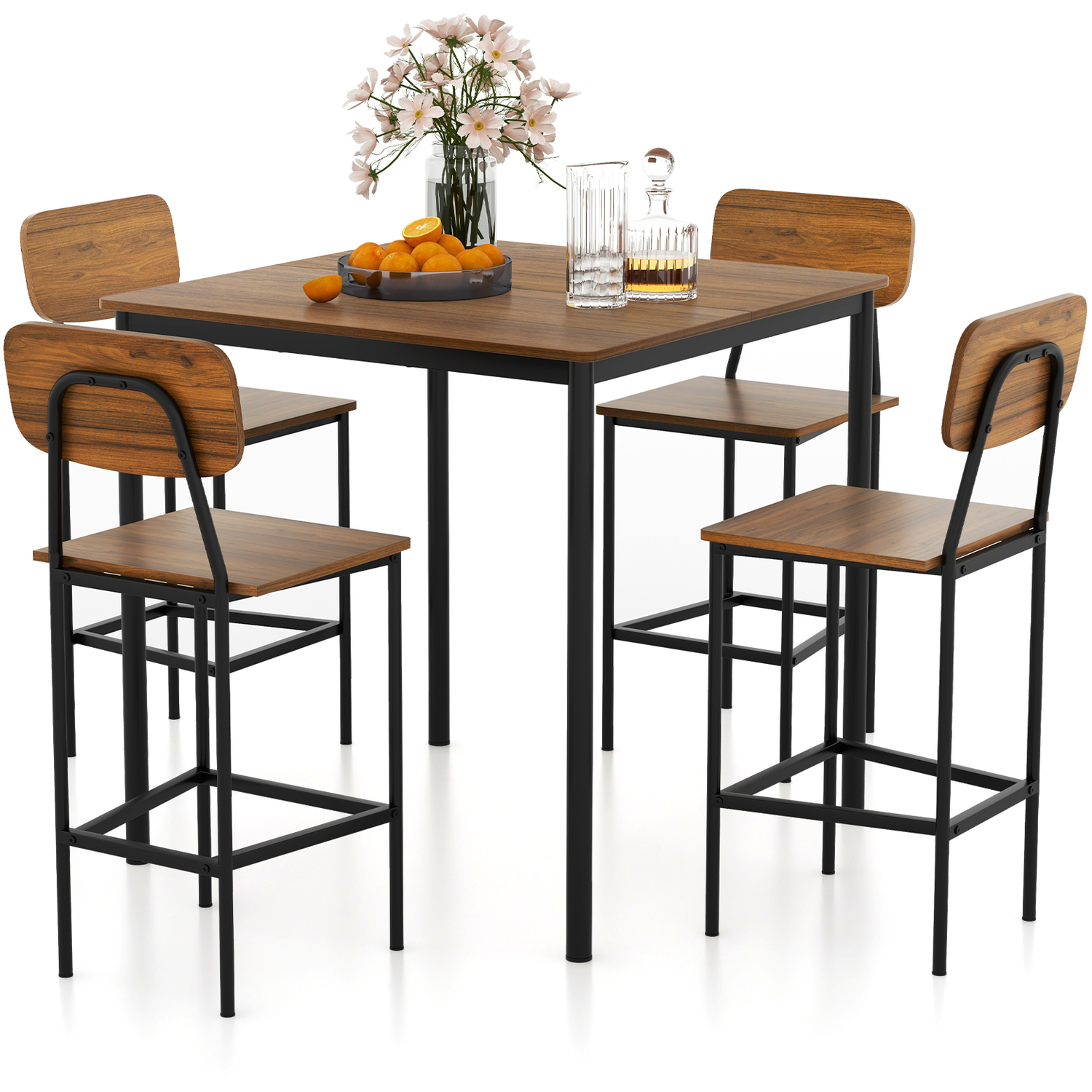 Costway 5 Pieces Dining Table Set With Counter Height Table