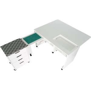Laverne & Shirley Fold-away Sewing Cabinet with Drawers in White
