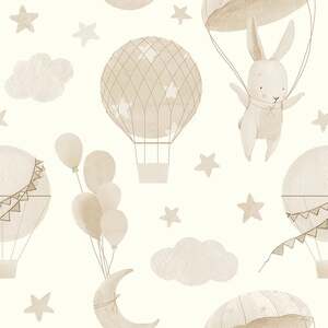 High Flying Bunny Wallpaper Sample - Neutral