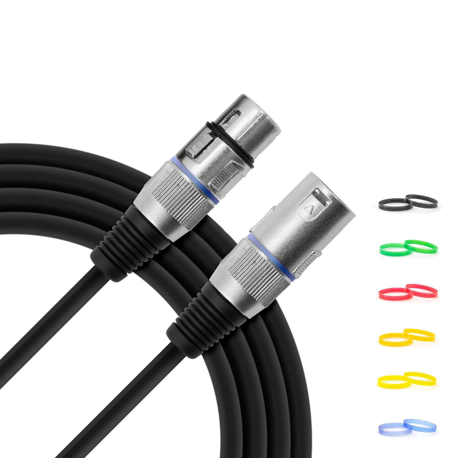 Tiger MIC4-03 Microphone Cable - XLR-m to XLR-f - 3 Metres | with Interchangeable Coloured Loops - Image 2