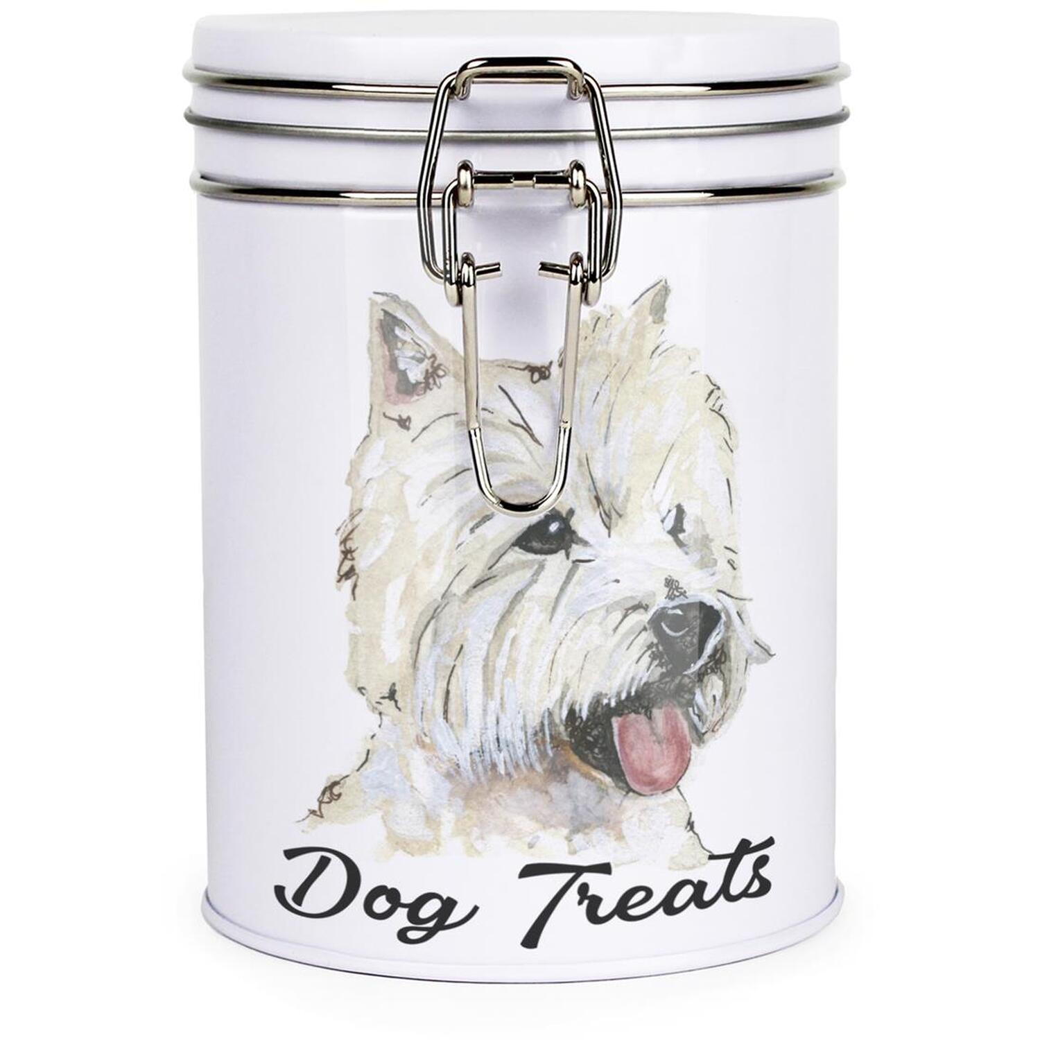 B&Q - Westie Dog Treats Canister By Rhiannon ChaunceyMetal Clip Lid Food Storage Jar For Pet Food 700Ml - Image 2