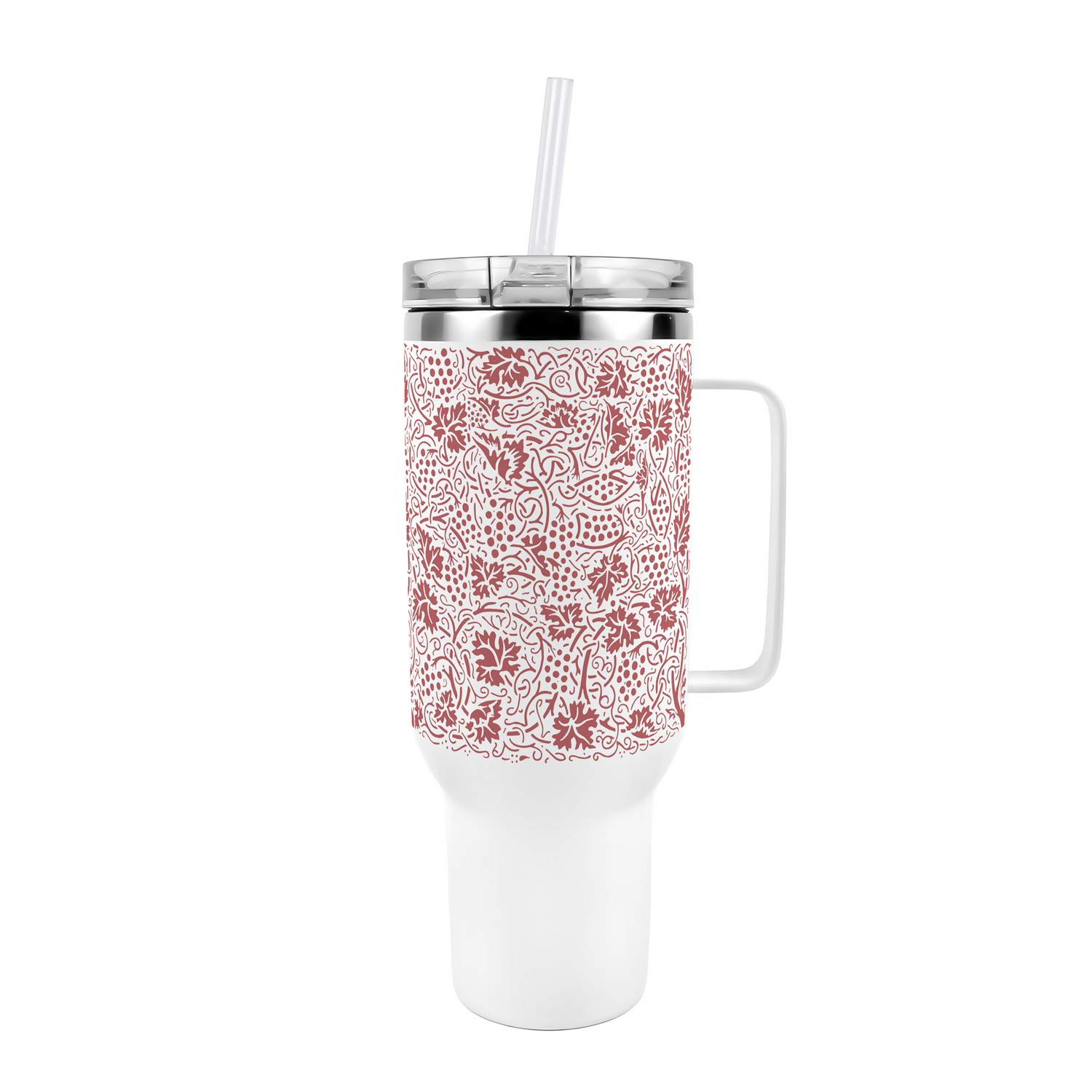 B&Q -  Red Oak Leaves & Berries40Oz Stainless Steel Xl Travel Cup With Straw And Lid - Image 3