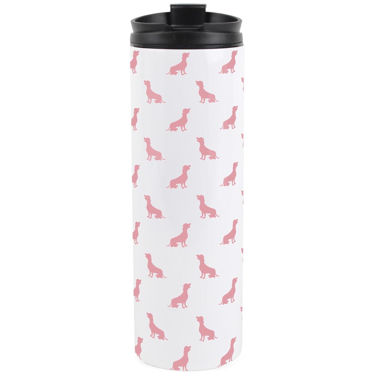 Purely Home Pink Dachshund Silhouettes Stainless Steel Travel Flask