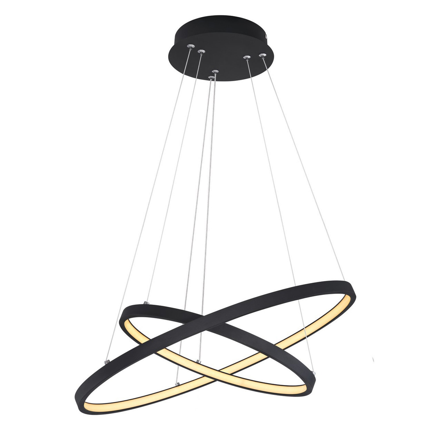 Netlighting Unisex Black Ralph Twin Ring Pendant Ceiling Light Matt 2X Led Dimmable 3000K 51Cm - Image 2