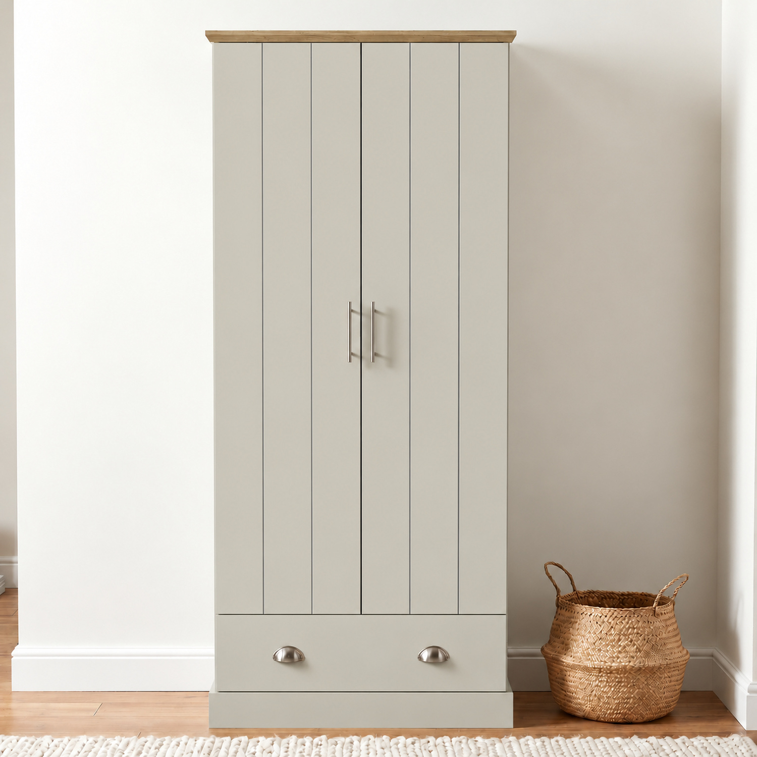 Gfw Kendal 2 Door Single Drawer Grey Wardrobe - Image 6