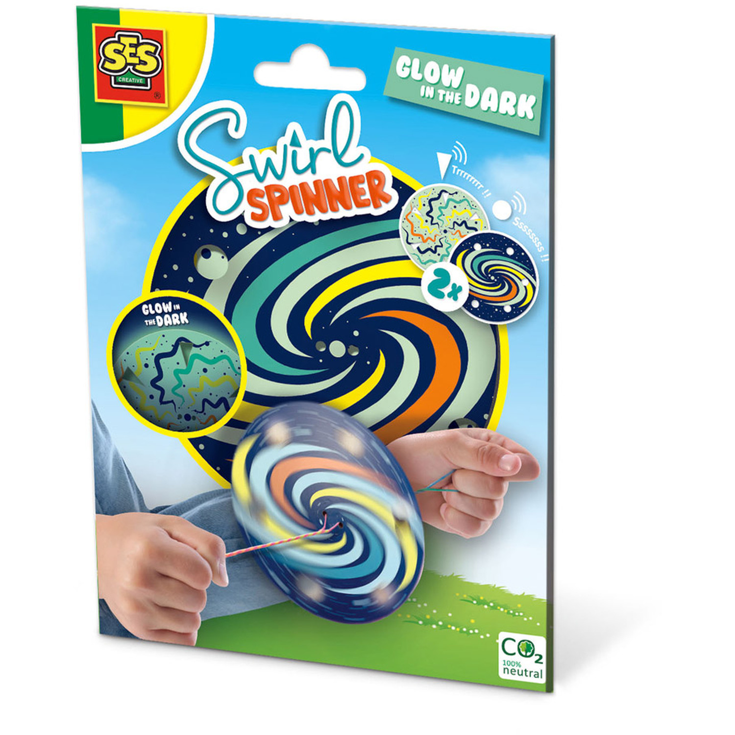 Image of SES CREATIVE Children's Glow-in-the-Dark Swirl Spinner - Black