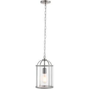 Lambeth 1 Light Ceiling Pendant Clear Glass, Satin Nickel, E27