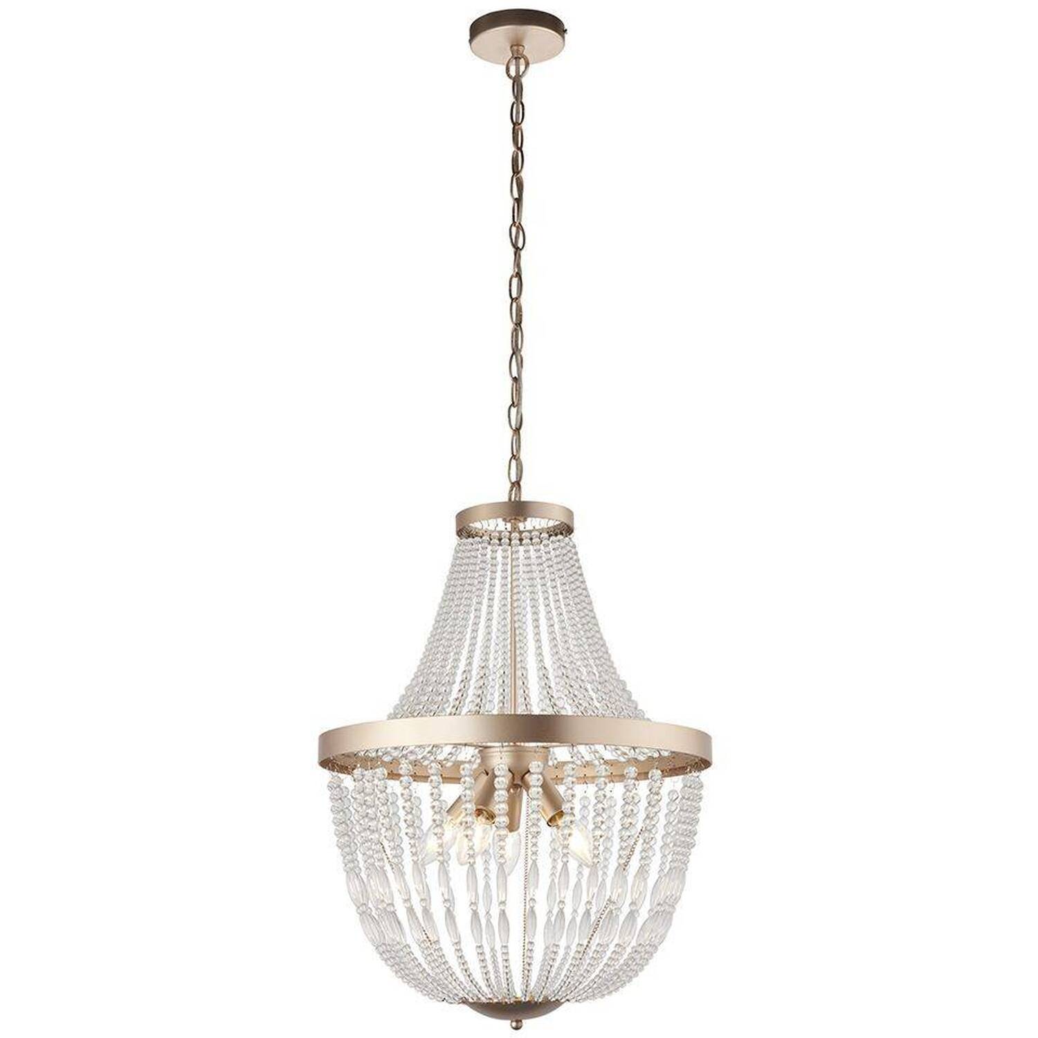Celine 5 Light Pendant Light Rose Gold Paint  Clear Glass, E14 - Rose Gold Paint