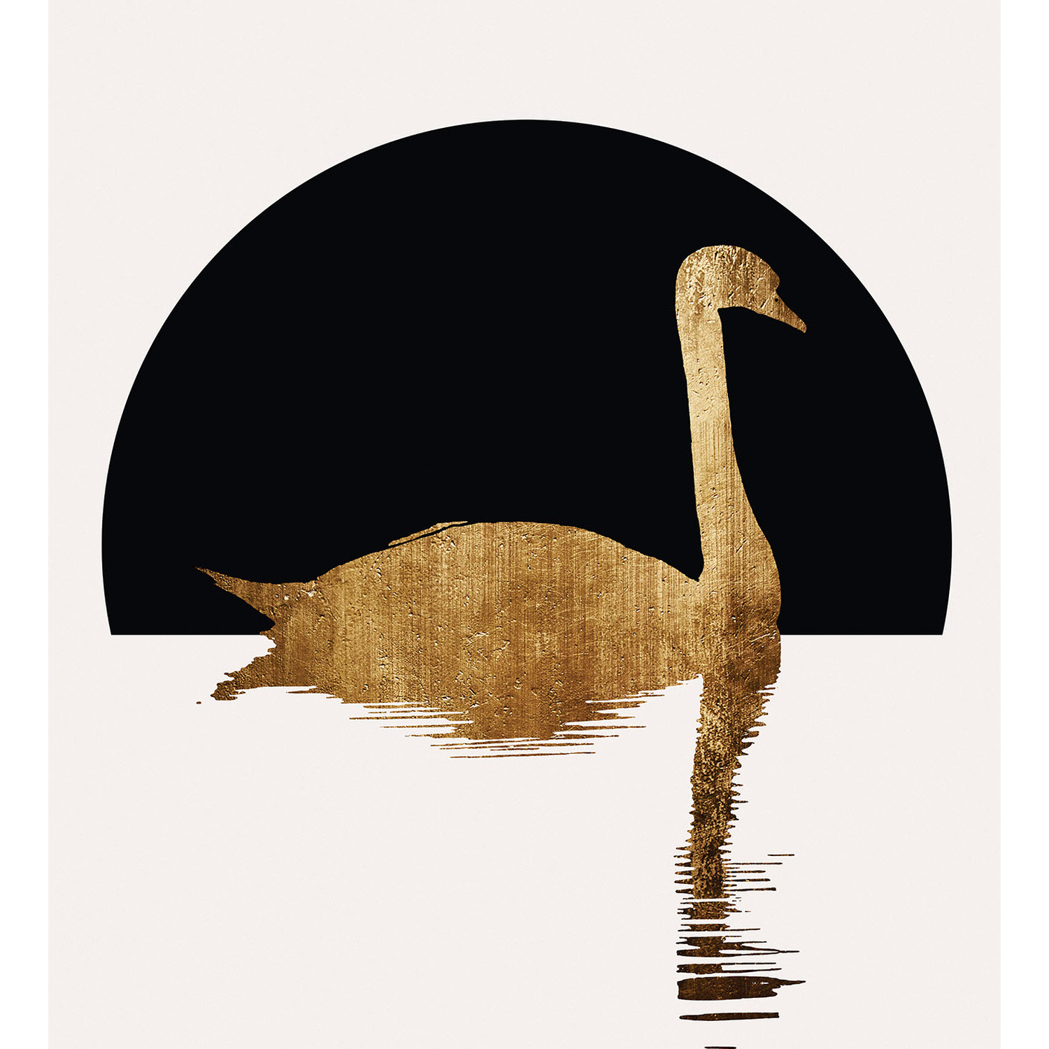 Wall-Art Golden Swan Lake Wall Mural - Gold