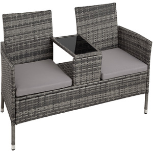 Poly Rattan Bench with Table