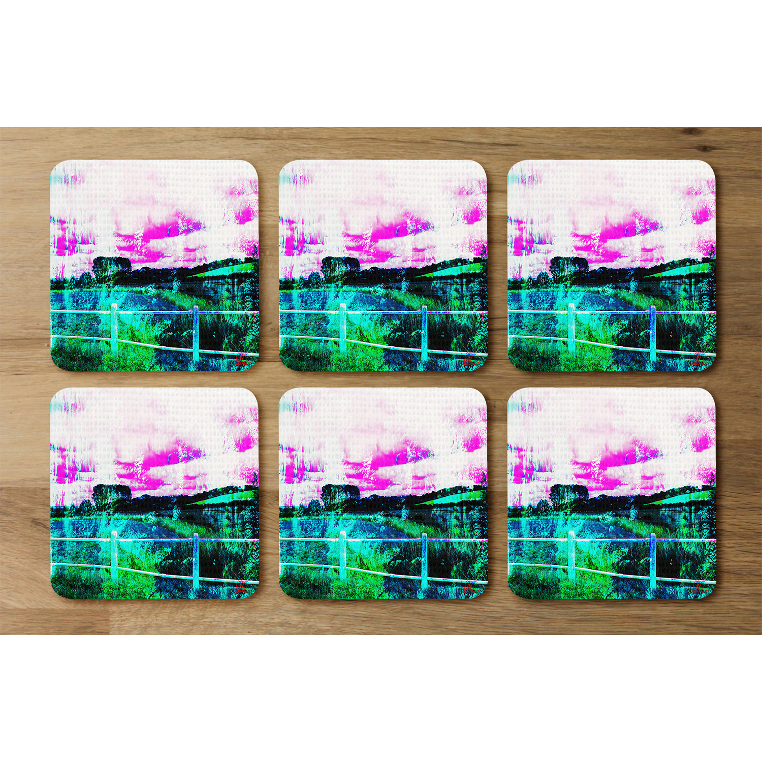 Fluorescent Countryside Coaster - Green