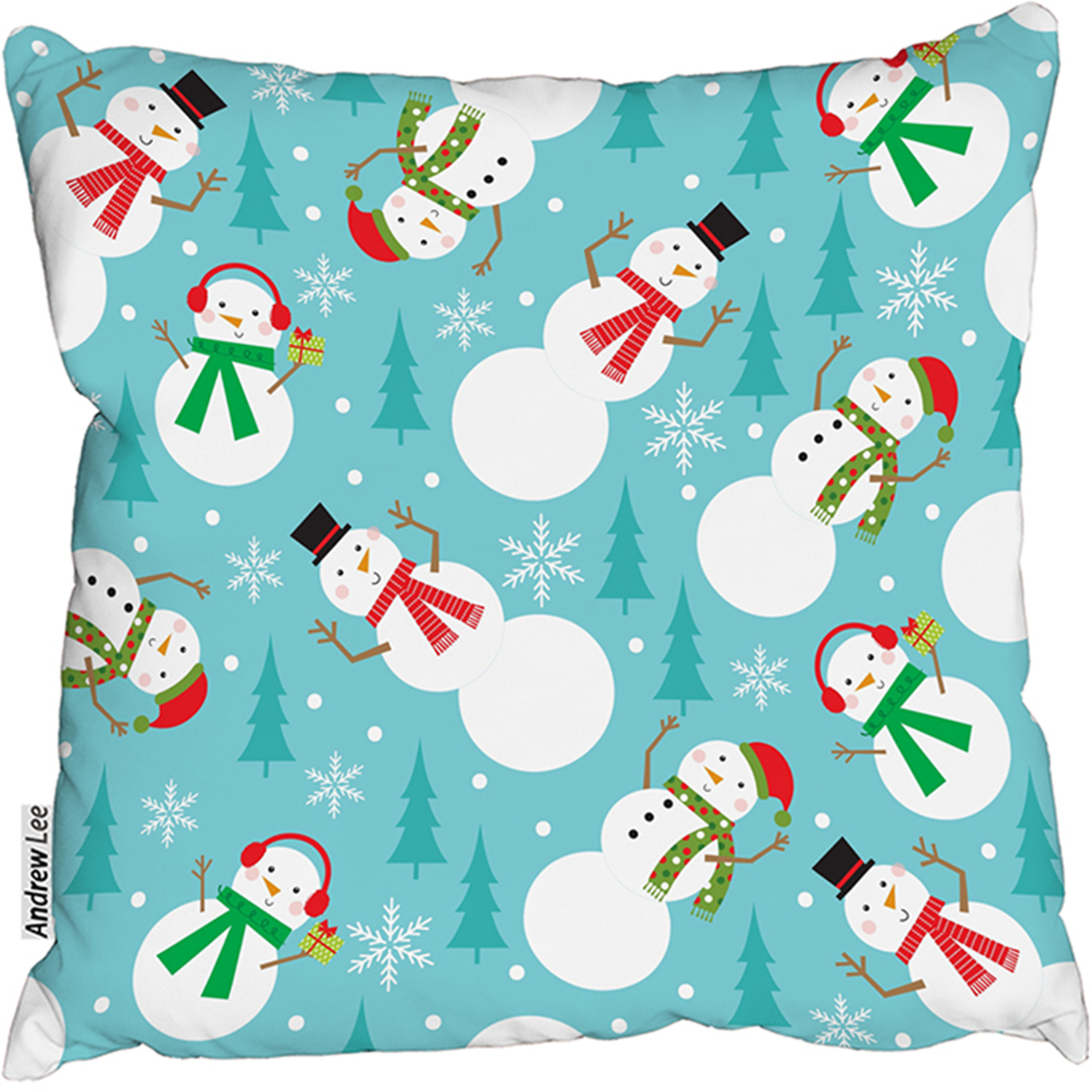 Snowman Seamless Pattern Design Stylish Cushion - Blue / 60cm