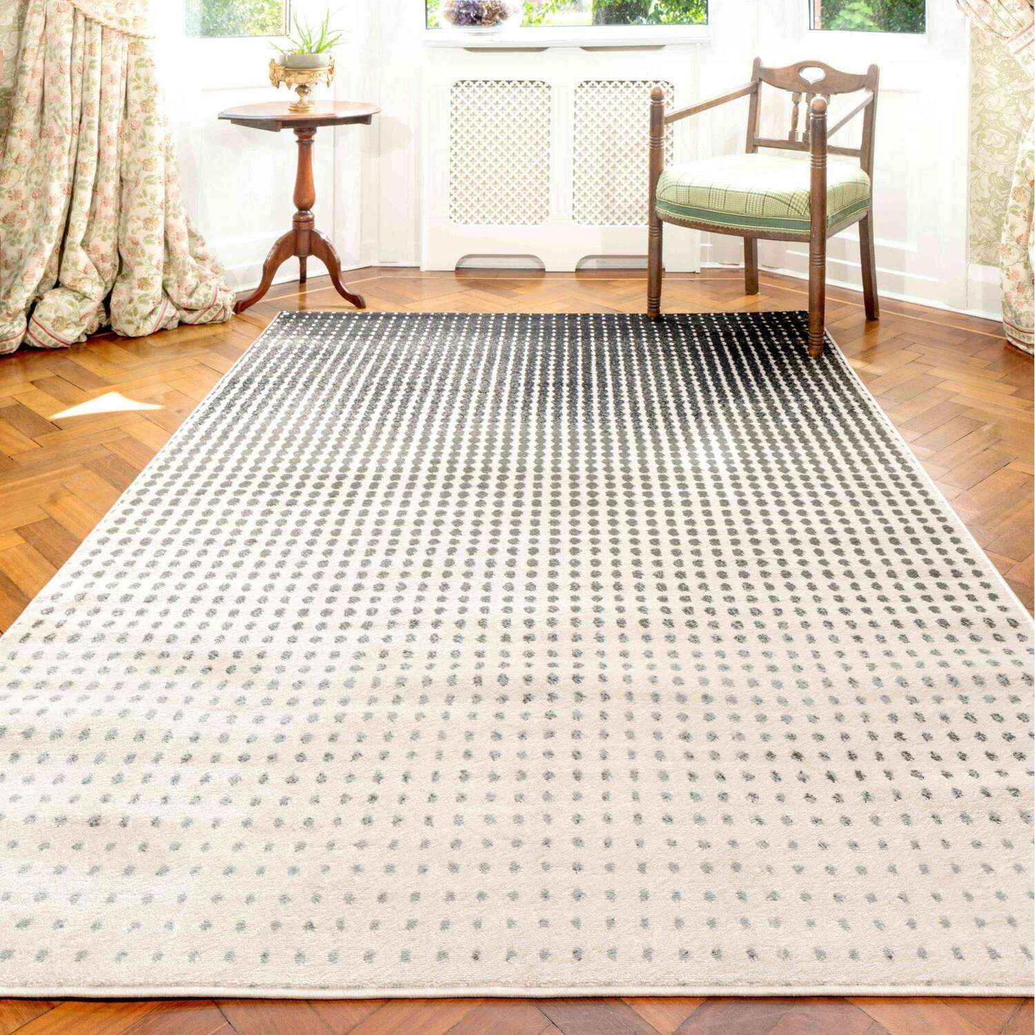 The Rug Wholesaler - Modern Grey Geometric Dots Living Room Rug - Dallas - Grey / 7kg thumbnail