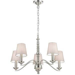 Astaire 5 Light Ceiling Pendant Satin Nickel, Natural Tc Fabric, E14