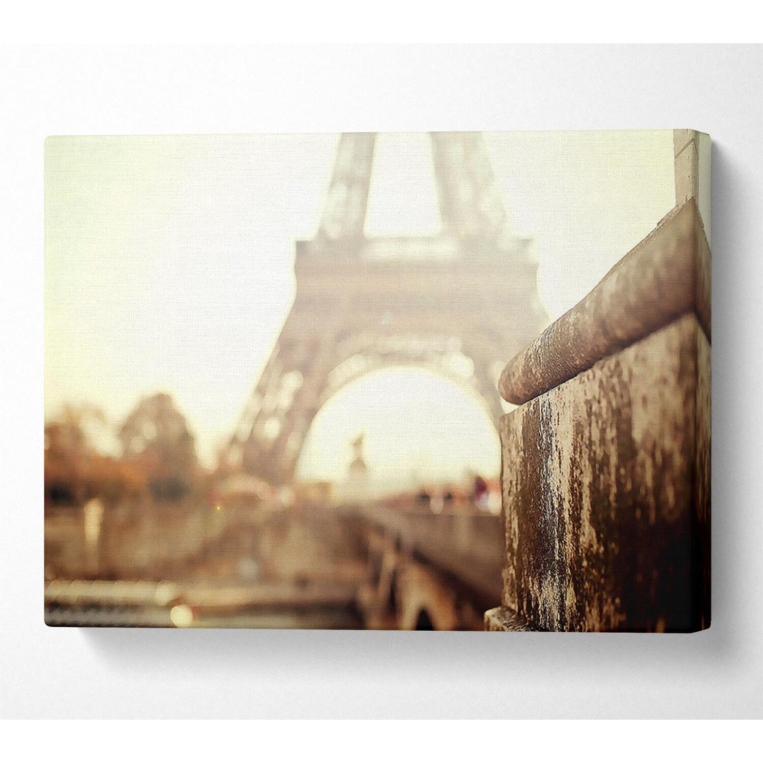 Wallart-Direct - Eiffel Tower Retro Canvas Print Wall Art - Yellow / 101.6cm thumbnail