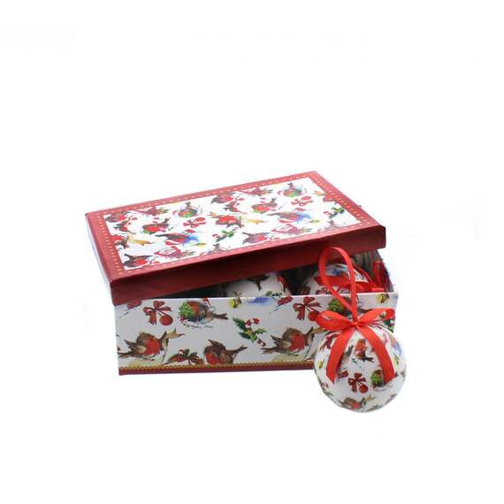 Robin Decoupage Baubles - 6 piece set