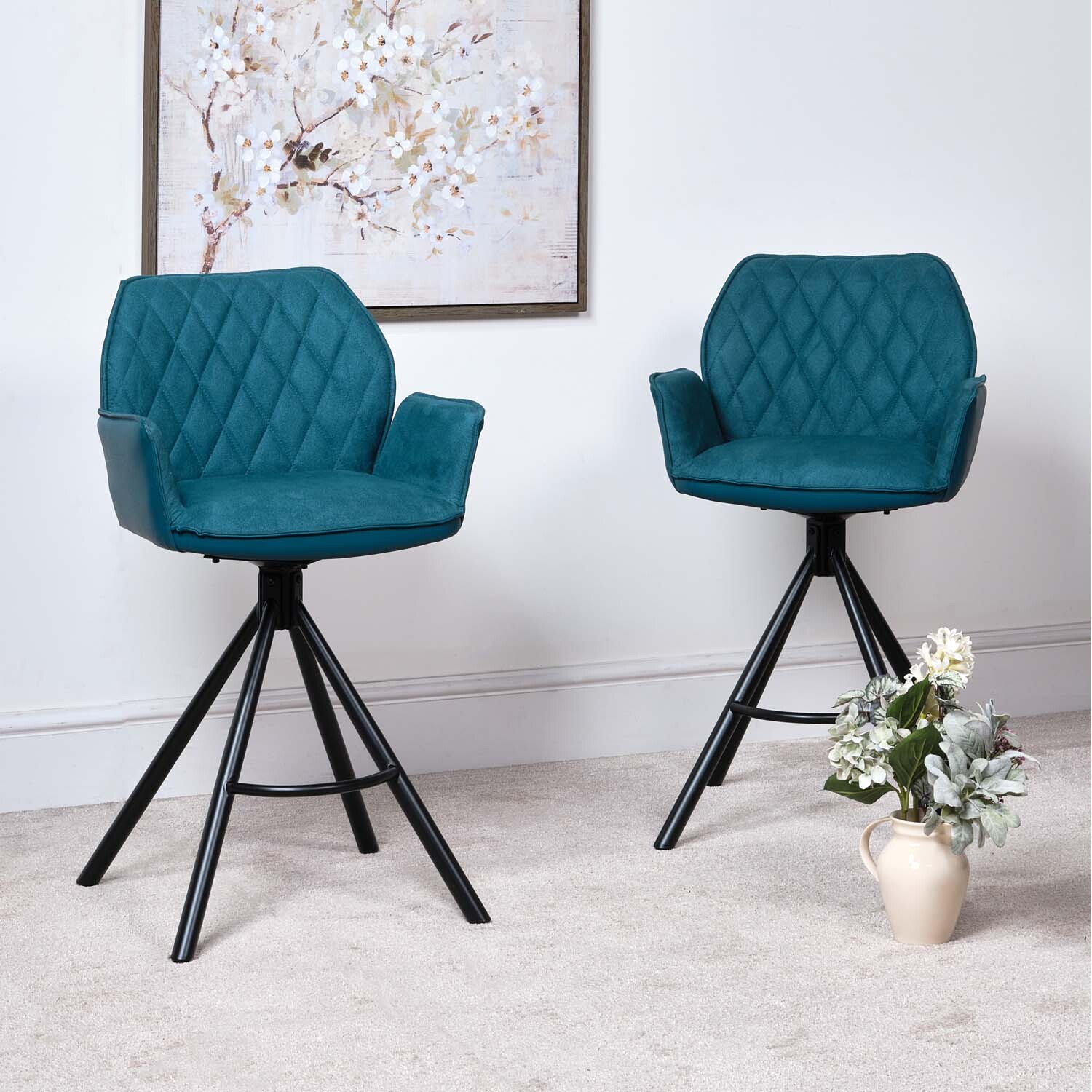 Woods Furniture - Twist Bar Stool (Set of 2) - Teal thumbnail