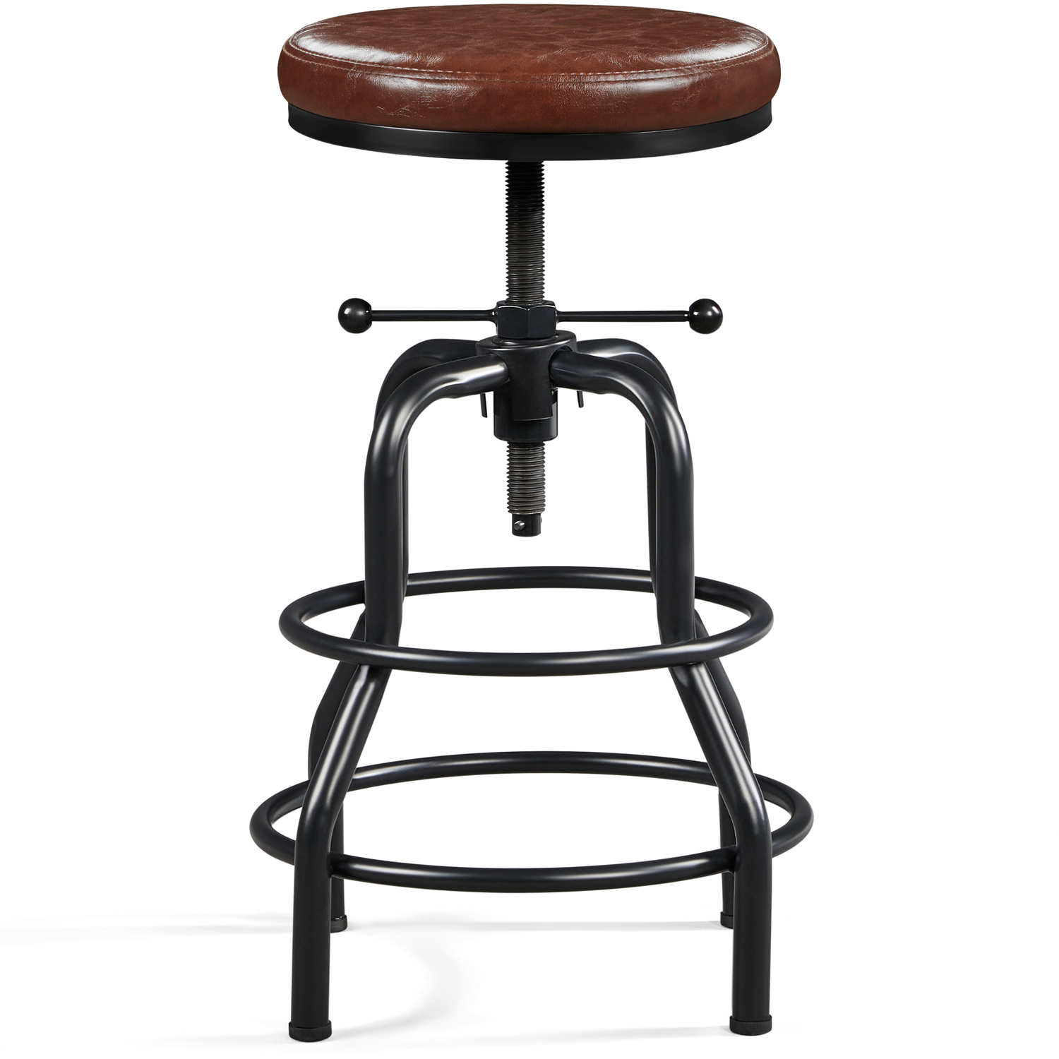 Yaheetech - Vintage Faux Leather Bar Stool - Brown thumbnail