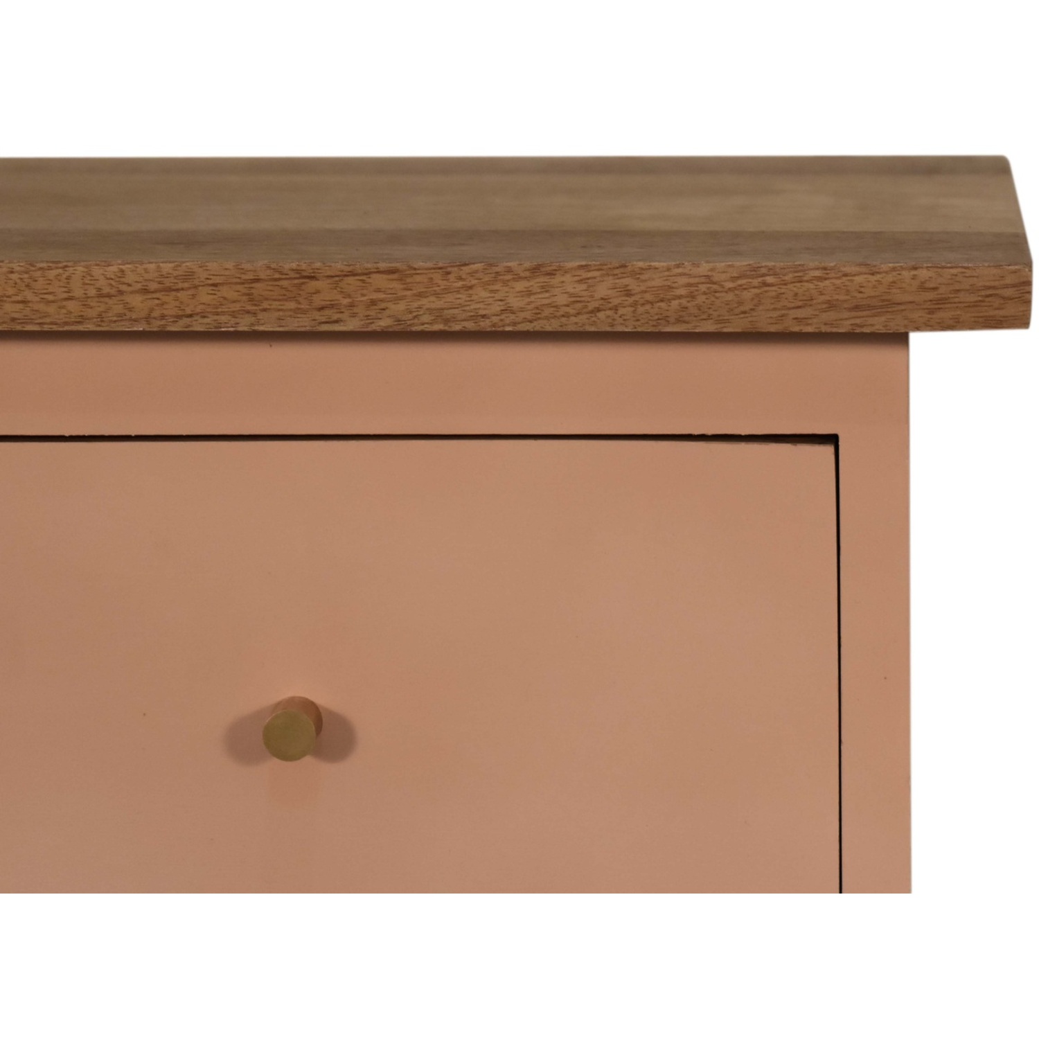 Stylish Mango Wood Hand Painted 2 Drawers Bedside Cabinet - Brown