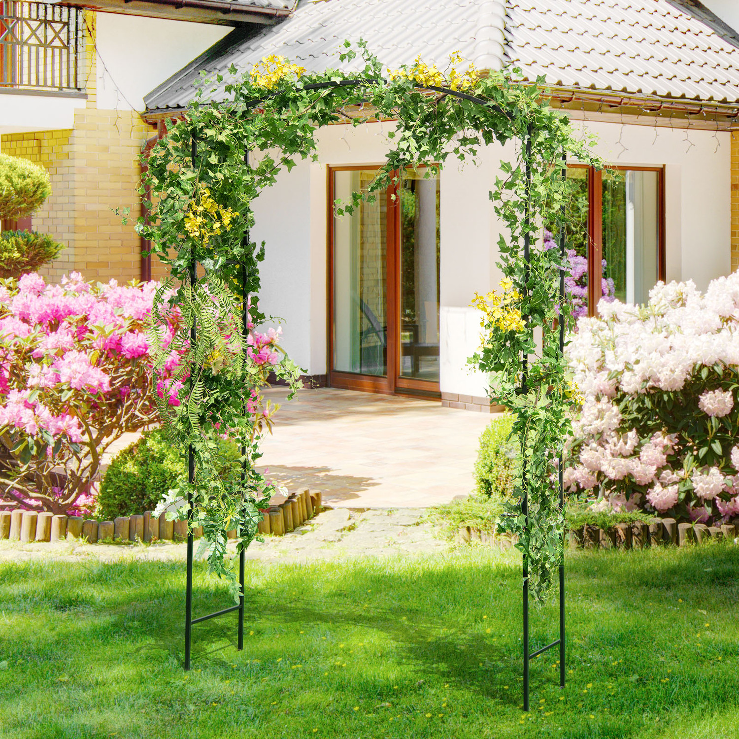 230cm Garden Arch Arbor Trellis - Black