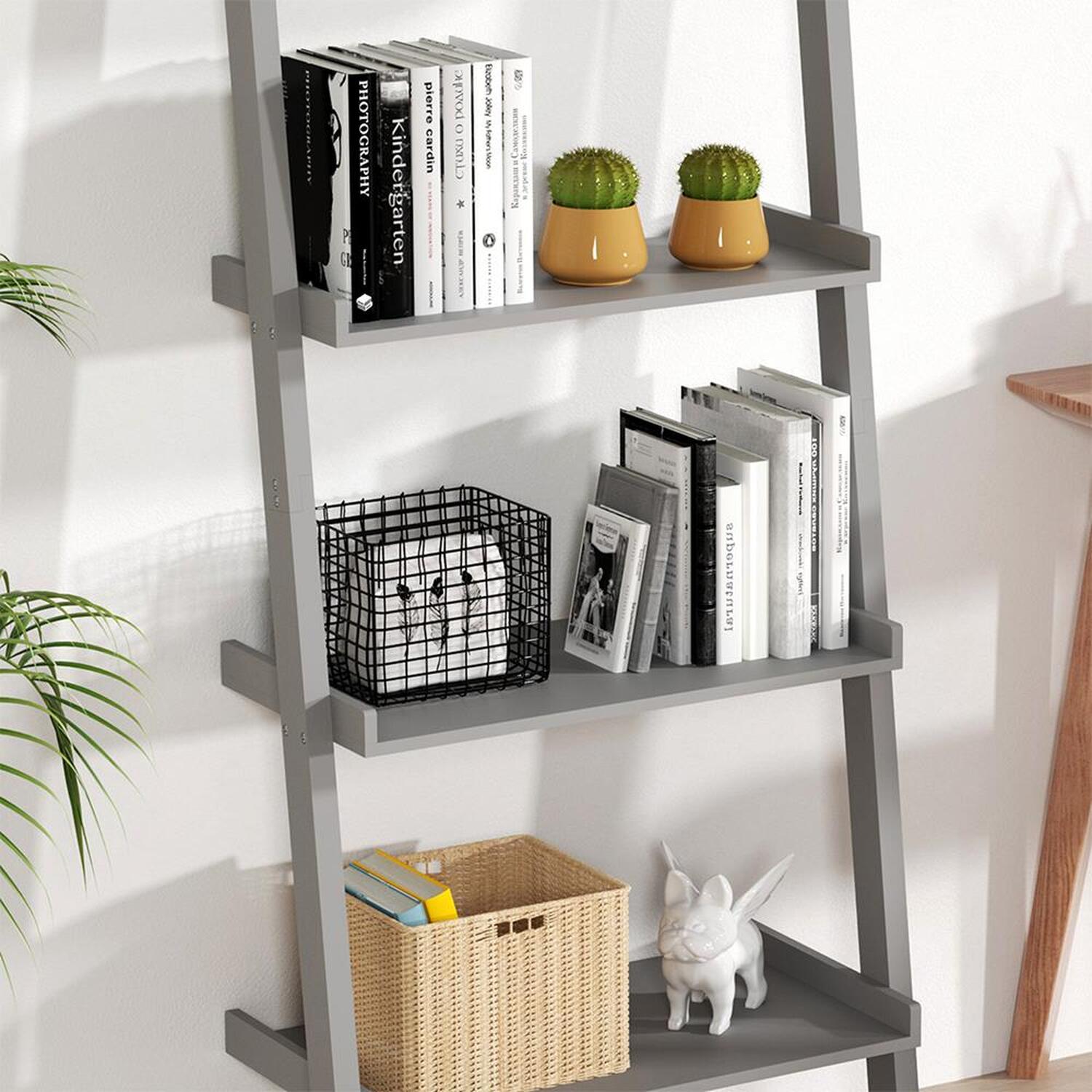 Home Source 4-tier Ladder Shelf Storage Unit - Grey