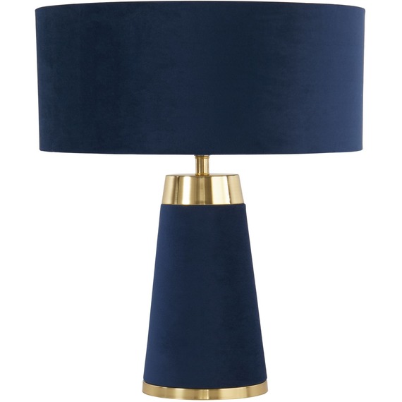 Blue Velvet and Satin Brass Table Lamp