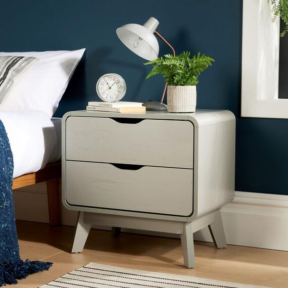 Home Source Nordica 2 Drawer Bedside Table Storage Unit