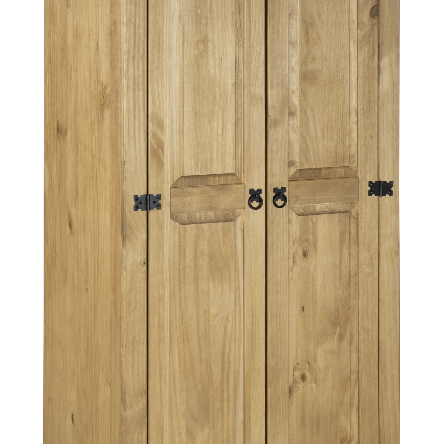 Corona Wardrobe 2 Door Flat Top - Waxed Pine