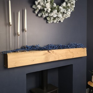 Midnight Blue Glitter Leaf Christmas Garland Decoration with Hanging Loop