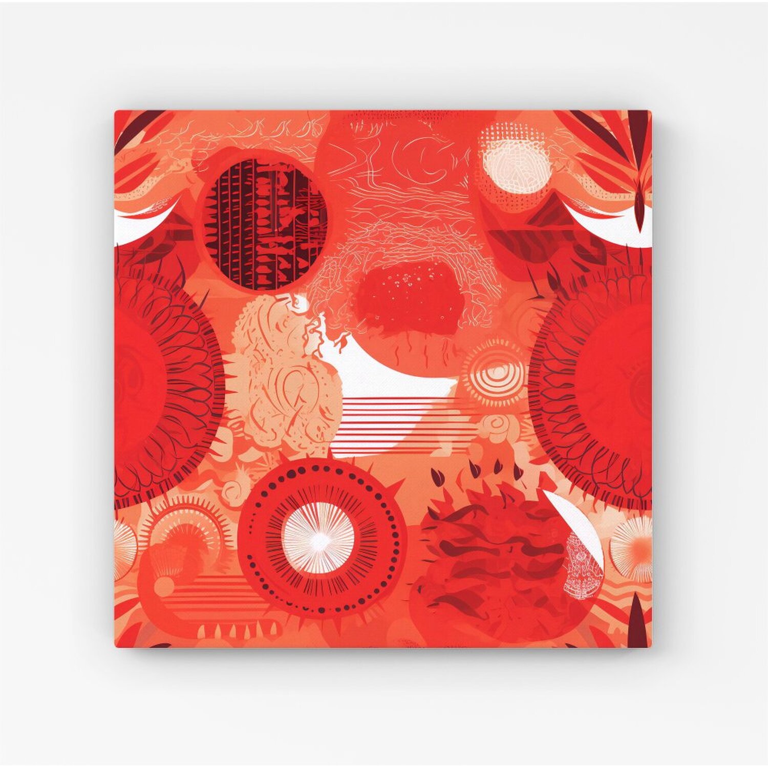 Warren Reed - Designer - Abstract Red Sun pattern Canvas Print - Red / 101.6cm thumbnail