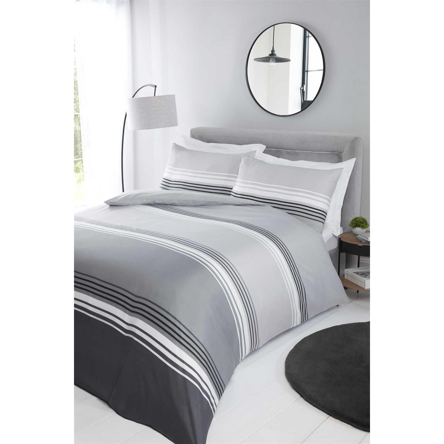 Chicago Striped Duvet Cover Set - Grey Double