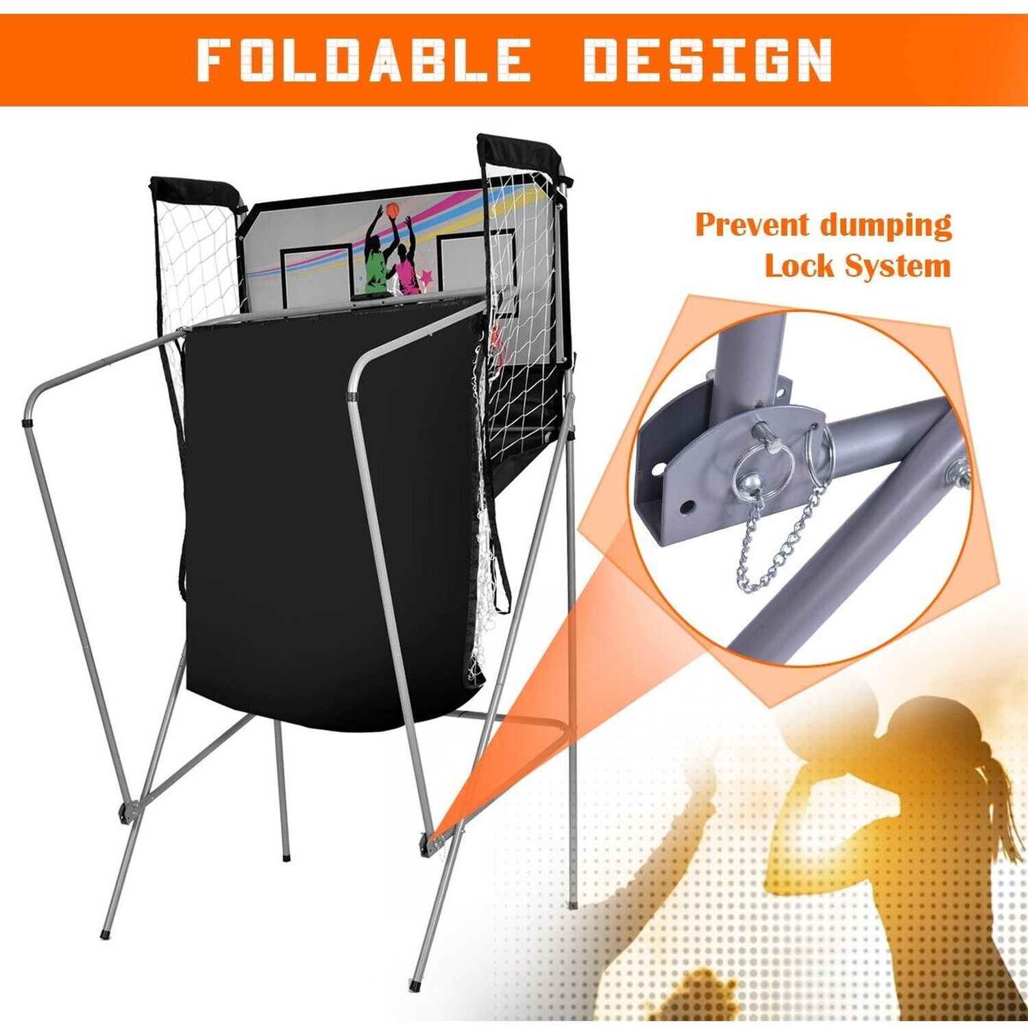 Foldable Double Shot Basketball Arcade Game
