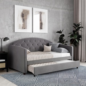 Aspen Daybed Wtrundle Lgrey Velvet 2bx