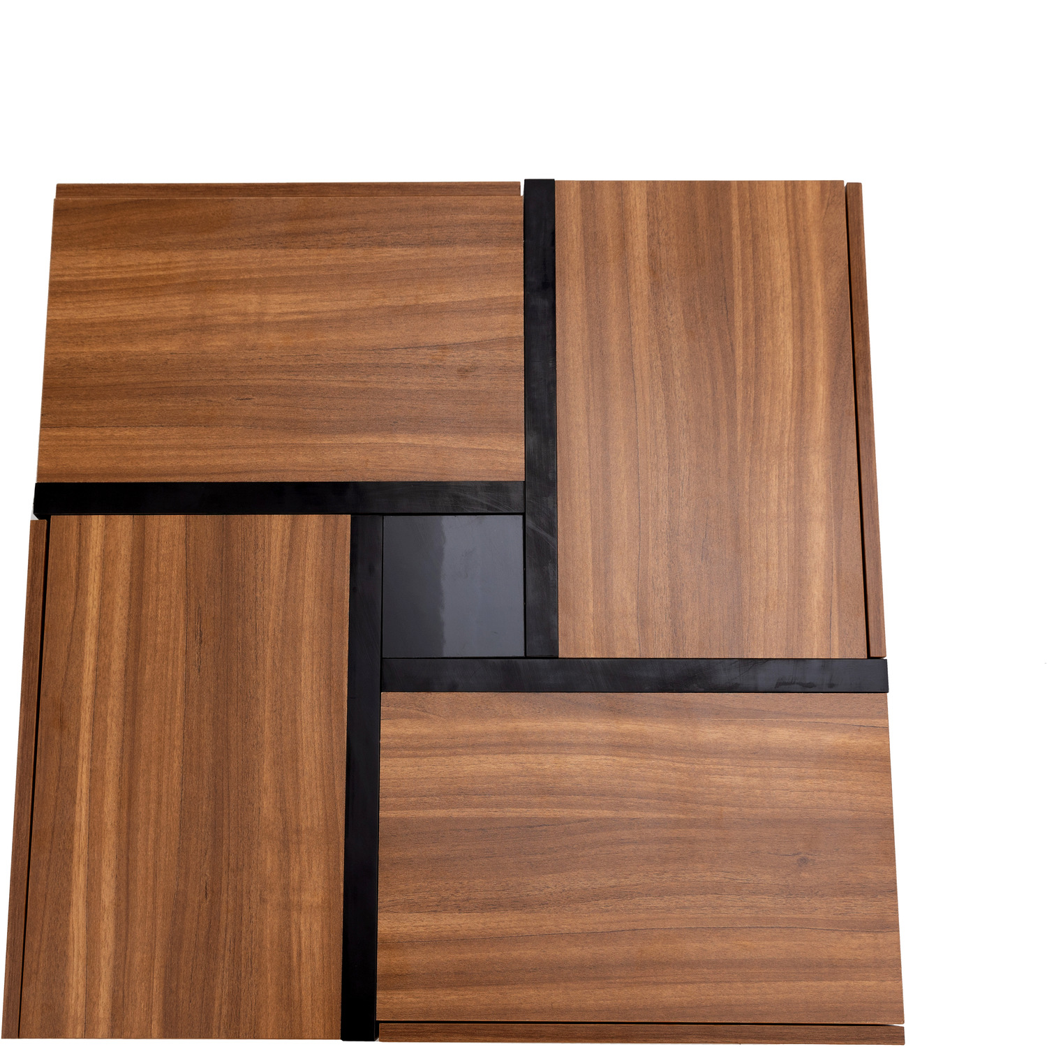 Modern Square Line Coffee Table - Brown Mdf Metal