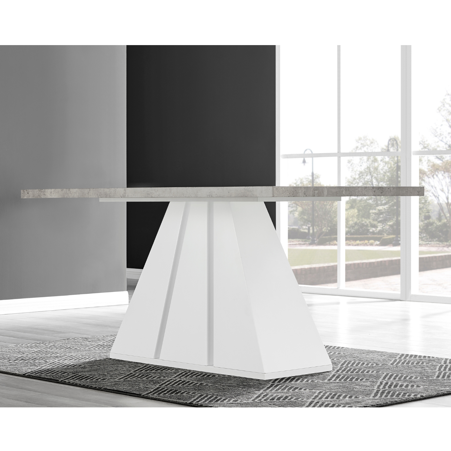 Athens Grey Concrete Kitchen Dining Table And 6 Milan Chrome Leg Chairs - Cappuccino