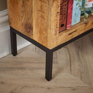 Natural / Tall Home Source Stockton Mango Wood 8 Shelf Bookcase shot 6078314