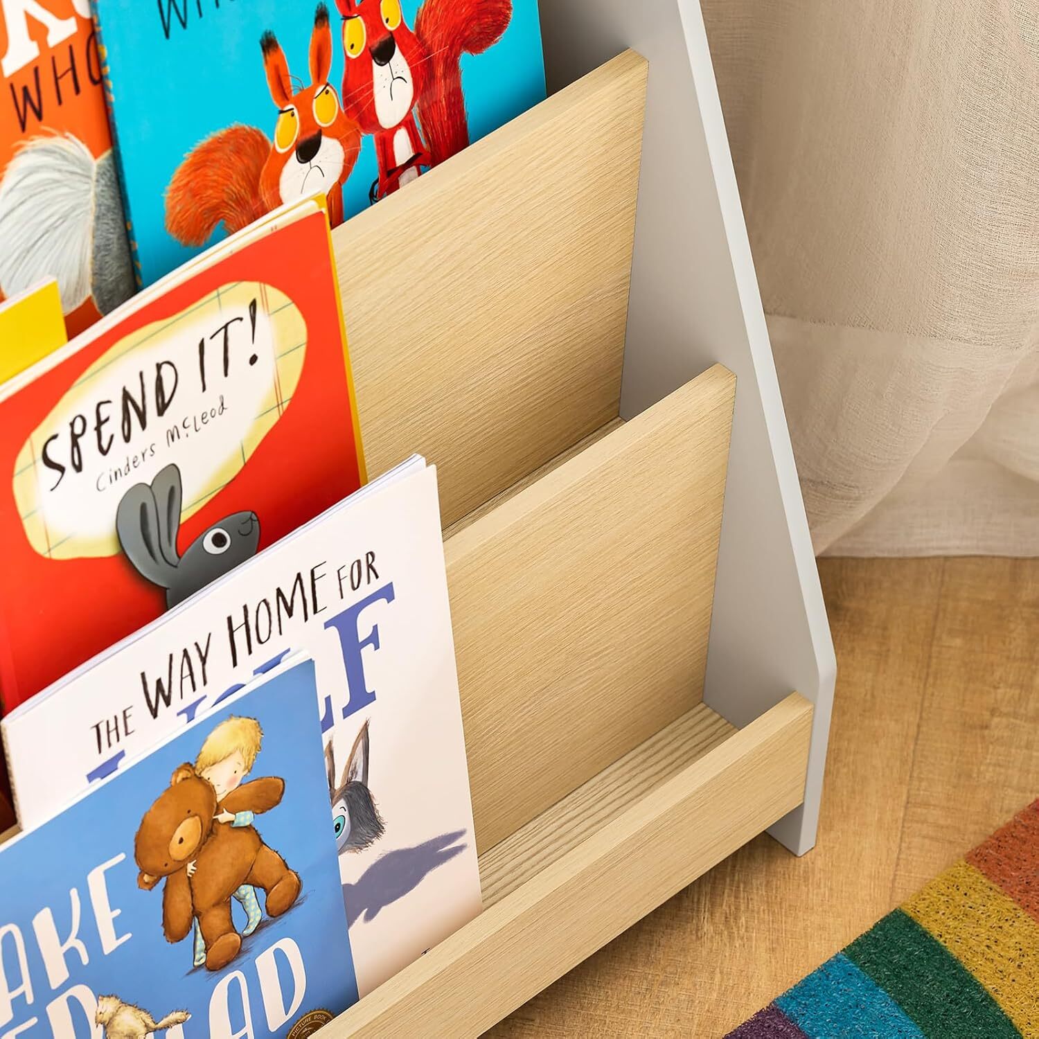 Children Bookcase Storage Shelf - Grey