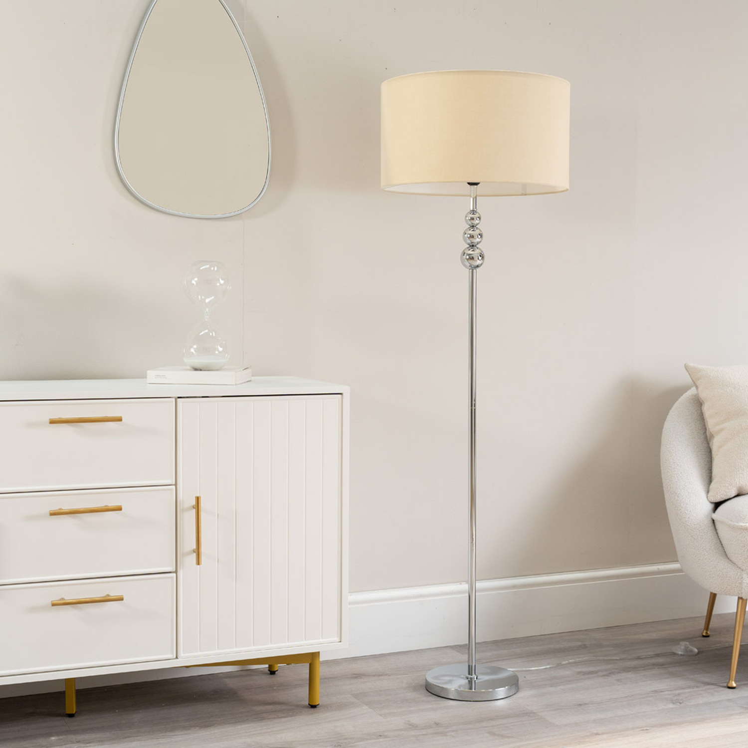 Image of Marissa Chrome Floor Lamp with Fabric&hellip;